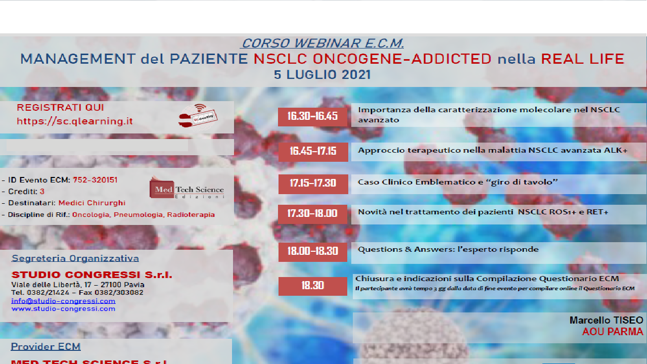 MANAGEMENT DEL PAZIENTE NSCLC ONCOGENE - ADDICTED NELLA REAL LIFE (RCHOd_B1/21)