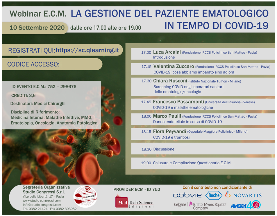 LA GESTIONE DEL PAZIENTE EMATOLOGICO IN TEMPO DI COVID-19 (EMATweb/20)