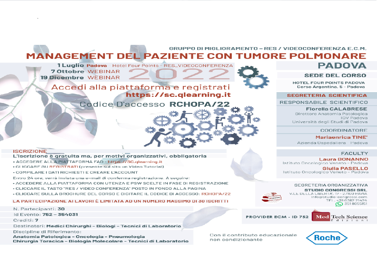 MANAGEMENT DEL PAZIENTE CON TUMORE POLMONARE (RCHO_PA/22)