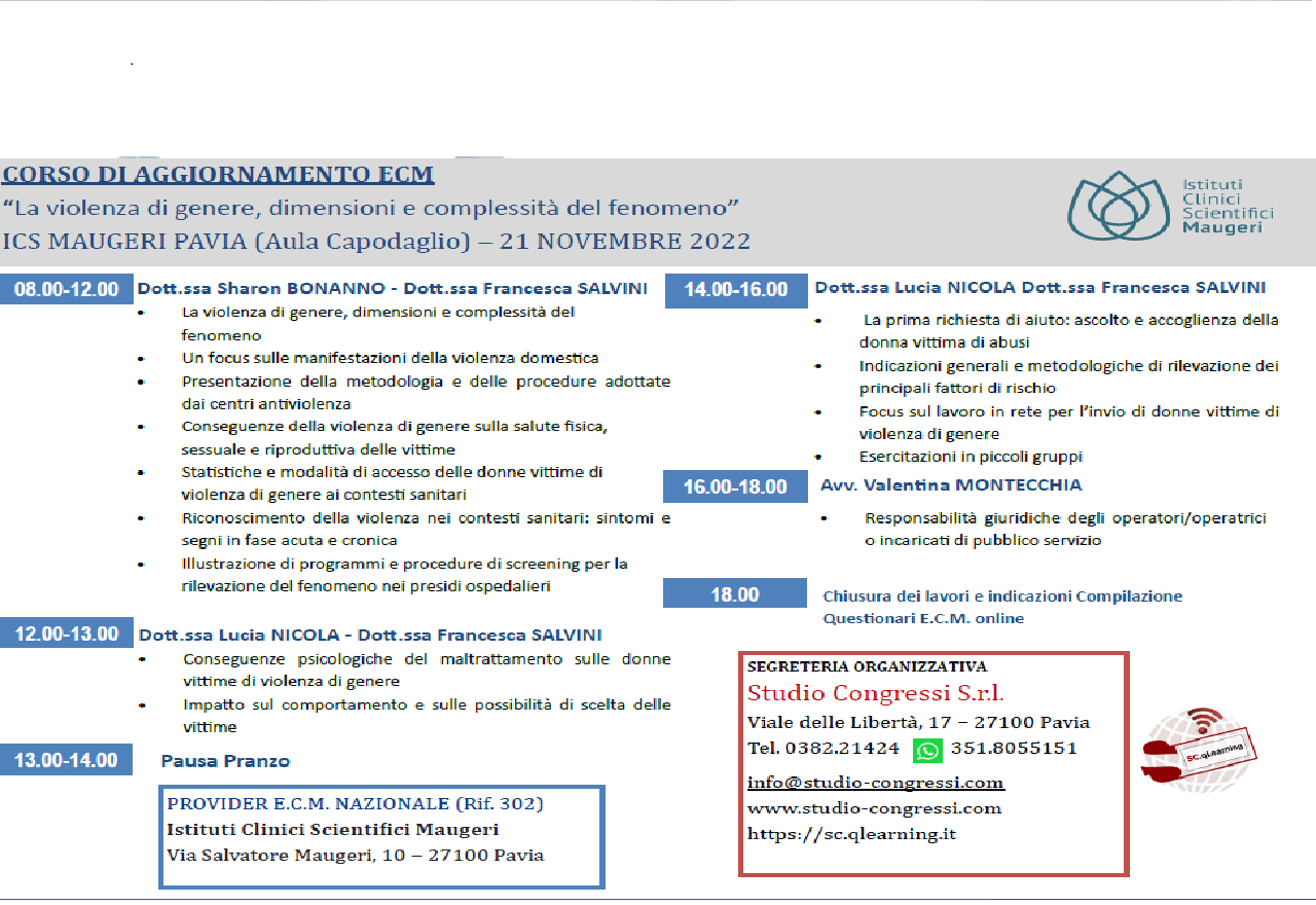 LA VIOLENZA DI GENERE, DIMENSIONI E COMPLESSITA' DEL FENOMENO (PAV E08/22)